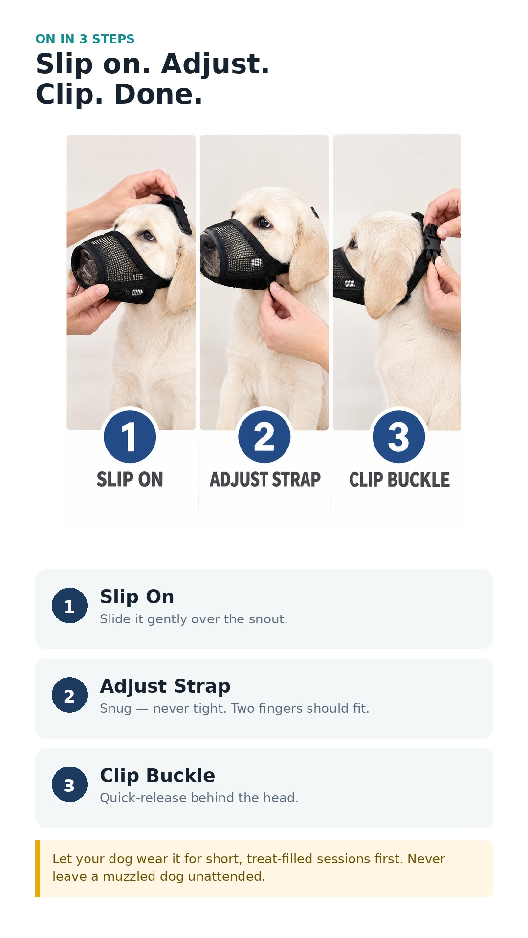 How to wear: three steps, under a minute the first time