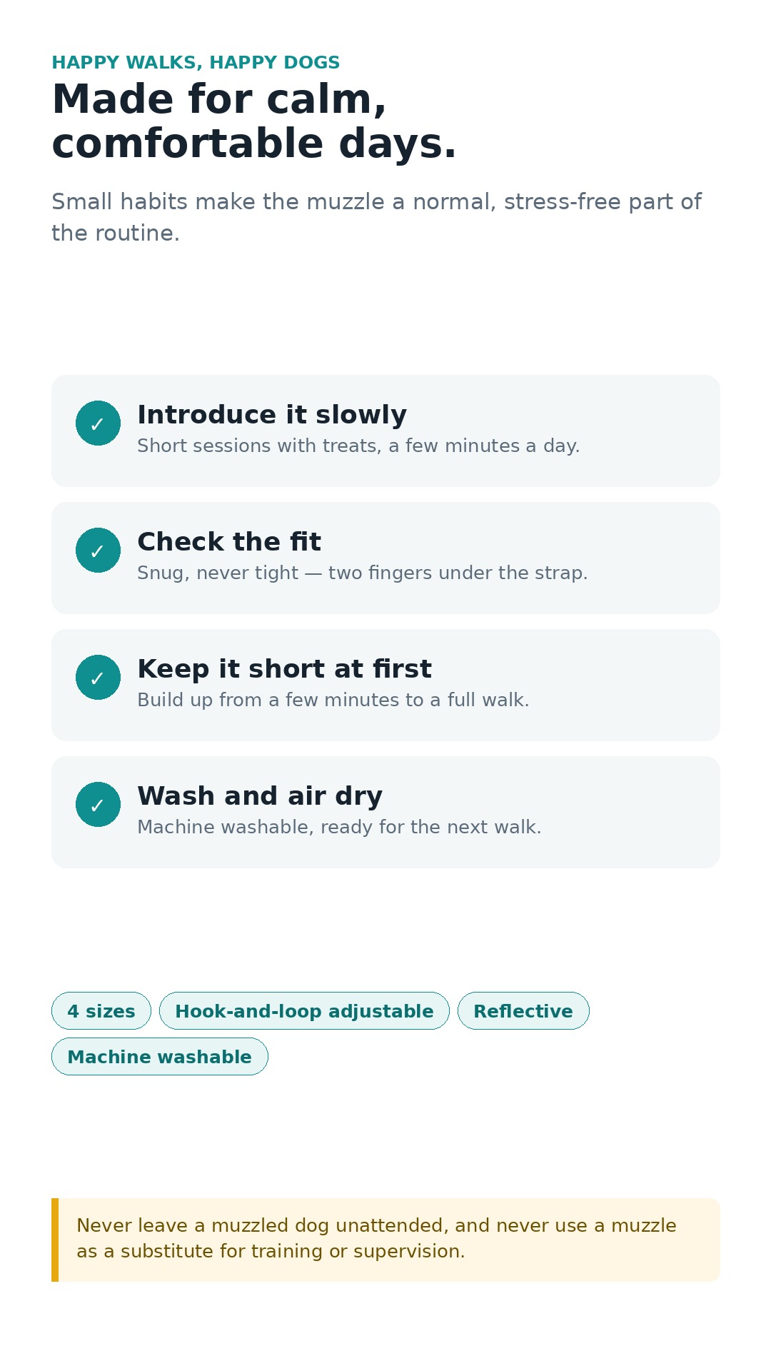 Machine washable, reflective strips, supervised use only